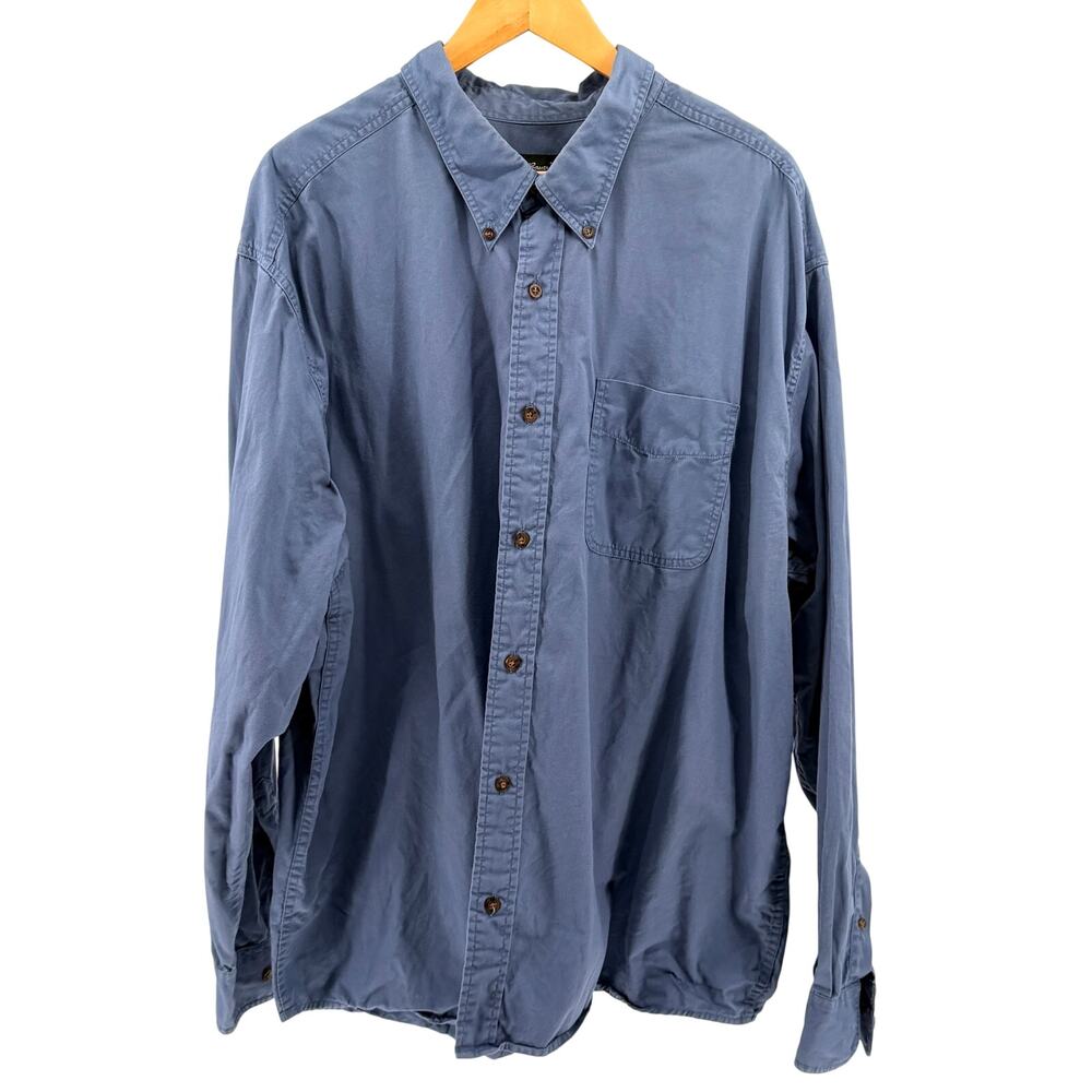 Eddie Bauer Indigo Blue 100% Cotton Relaxed Fit Button Down Utility Shirt
